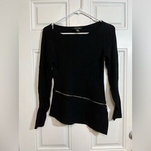 White House Black Market Ribbed Knit Asymmetrical Zip Sweater Size L